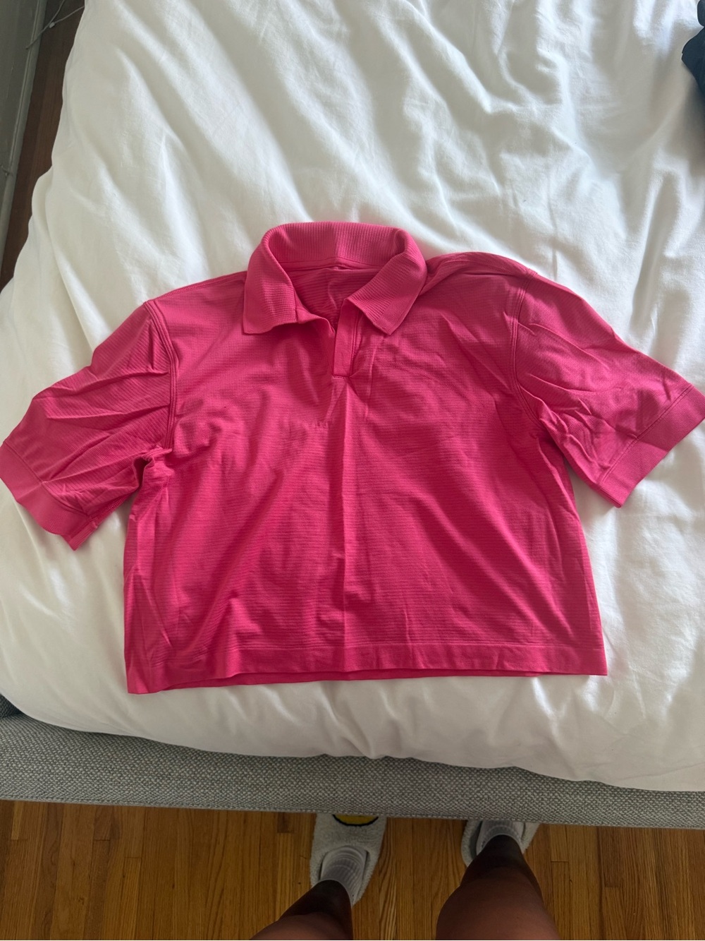 NWOT Bright Pink Cropped Lululemon Polo Top